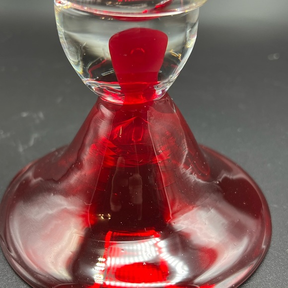 Ruby Red 11 Inch Hour Glass Stem Vase Absolutely Gorgeous / Stunning Home Decor - Picture 5 of 10